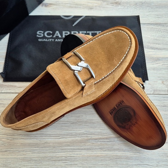 Men's Suede Leather Buckle Loafers - Picture 4 of 7